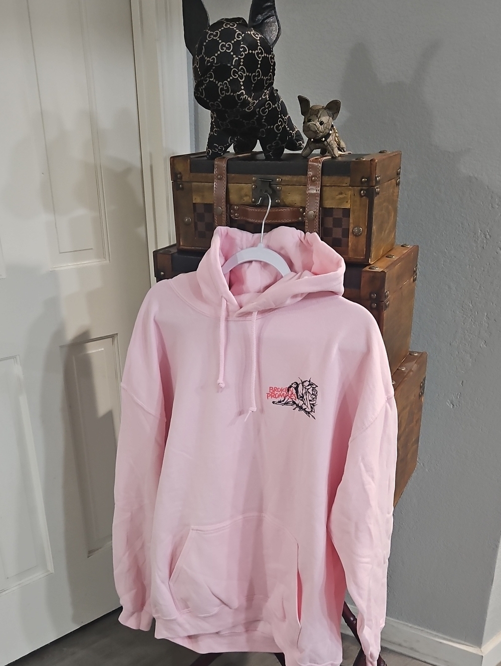 Pink Hooded Pullover Sweatshirt - Unbranded